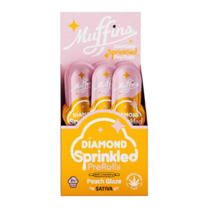 MUFFINS DIAMOND SPRINKLED PRE ROLL PEACH GLAZE SATIVA - BOX OF 50