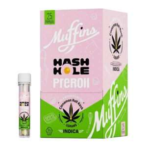 MUFFINS HASH HOLE PRE ROLL CINNAMON ROLL KUSH INDICA 2GRAMS - BOX OF 25