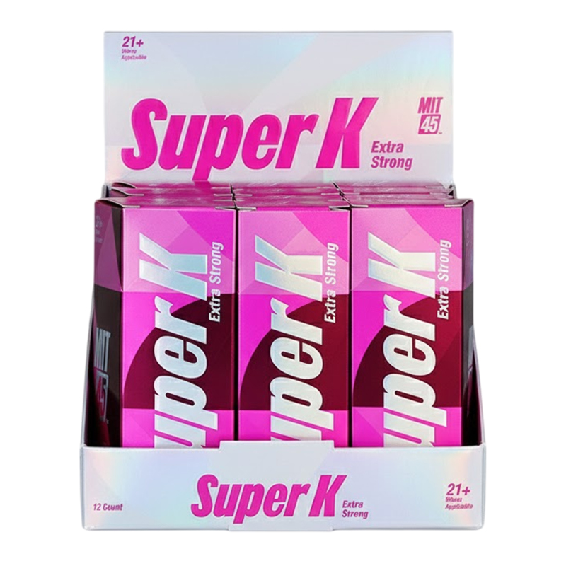 MIT 45 KRATOM DIETARY SUPPLEMENT SUPER K EXTRA STRONG PINK 1 FL OZ(30ML) BOTTLE - BOX OF 12
