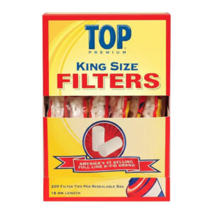 TOP PREMIUM KING SIZE FILTERS RED 200CT - BOX OF 16 POUCHES