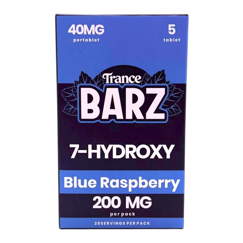 TRANCE BARZ 7-HYDROXY BLUE RASPBERRY 5CT (40MG PER TABLET) - BOX OF 10