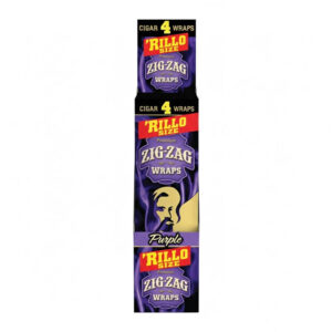 ZIG ZAG 4PK RILLO SIZE 4 CIGAR WRAPS PURPLE - BOX OF 15 POUCHES