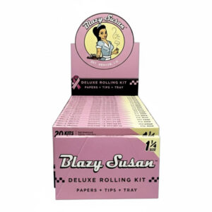 BLAZY SUSAN PINK 1.25 DELUXE ROLLING KIT PAPERS+ TIPS + TRAY