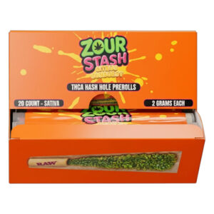 ZOUR STASH CITRUS SUNBURST SATIVA 2G THCA HASH HOLE PREROLLS - BOX OF 20