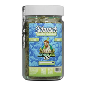 SCHMACK PREMIUM THCA FLOWER SKY WALKER OG SATIVA 2OZ GLASS JAR