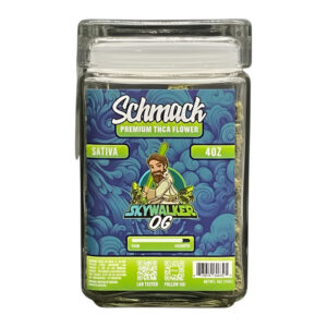SCHMACK PREMIUM THCA FLOWER SKY WALKER OG SATIVA 4 OZ GLASS JAR
