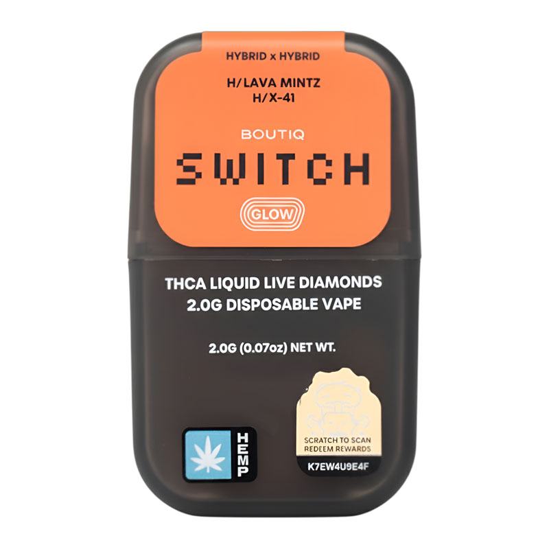 BOUTIQ SWITCH 2GM GLOW THCA DISPO - LAVA MINTZ - X-41 / HYB X HYB - BOX OF 10