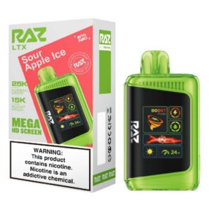RAZ LTX 25K SOUR APPLE ICE 5% - BOX OF 5