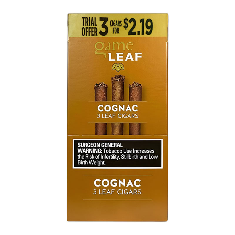 GAME LEAF 3PK CIGAR FOR $:2.19 COGNAC - BOX OF 10
