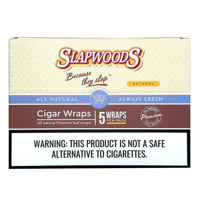 SLAPWOODS CIGAR WRAPS NATURAL 5PK - BOX OF 10