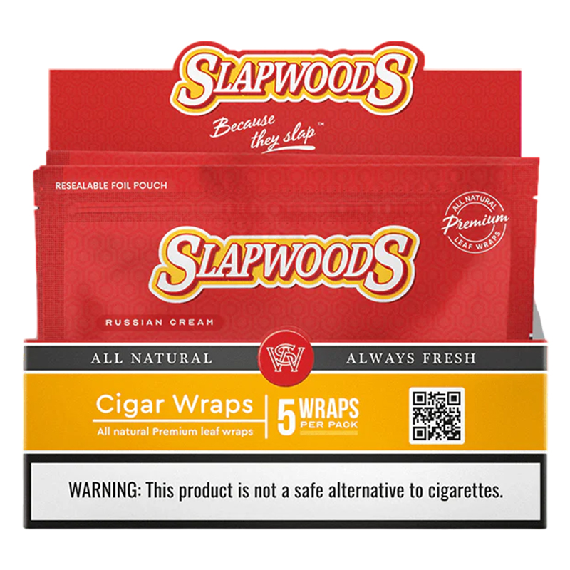 SLAPWOODS CIGAR WRAPS RUSSIAN CREAM 5PK - BOX OF 10