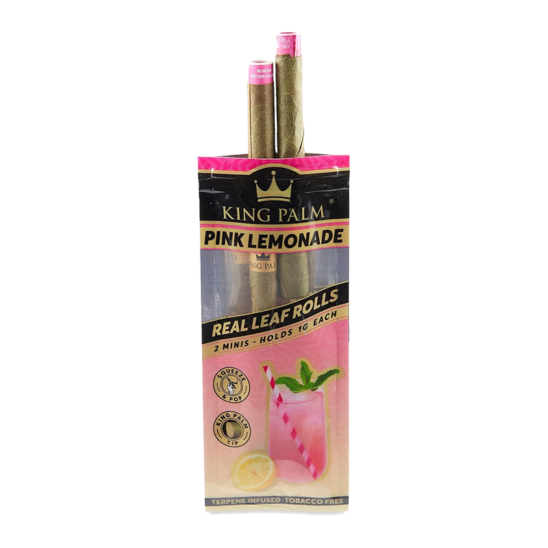 KING PALM LEAF TUBES MINI ROLLS 2 PK PINK LEMONADE - BOX OF 20