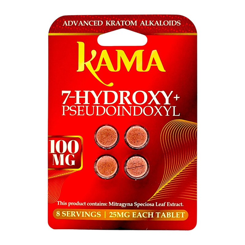 KAMA 7-HYDROXY + PSEUDOINDOXYL KRATOM 4CT PACK 100MG -BOX OF 10 PACK