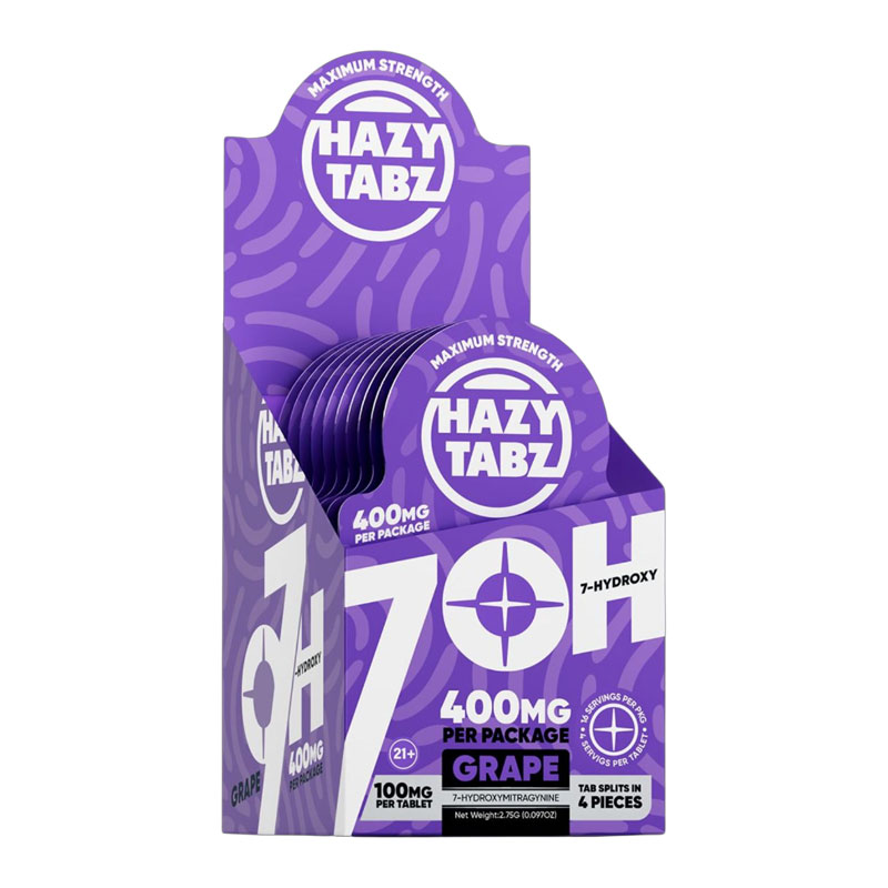 HAZY TABZ 7-HYDROXY GRAPE 4CT 400MG - BOX OF 10