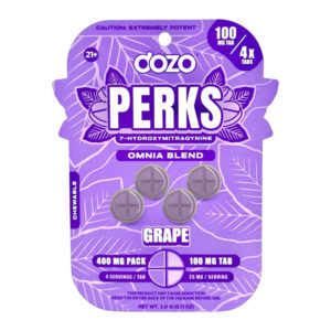 DOZO PERKS 7-HYDROXYMITRAGYNINE TABLETS OMNIA BLEND GRAPE 100MG - BOX OF 4