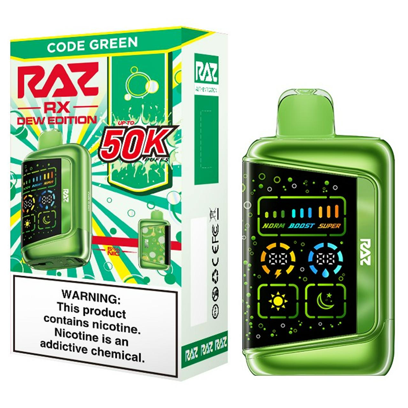RAZ RX 50K PUFFS CODE GREEN - BOX OF 5