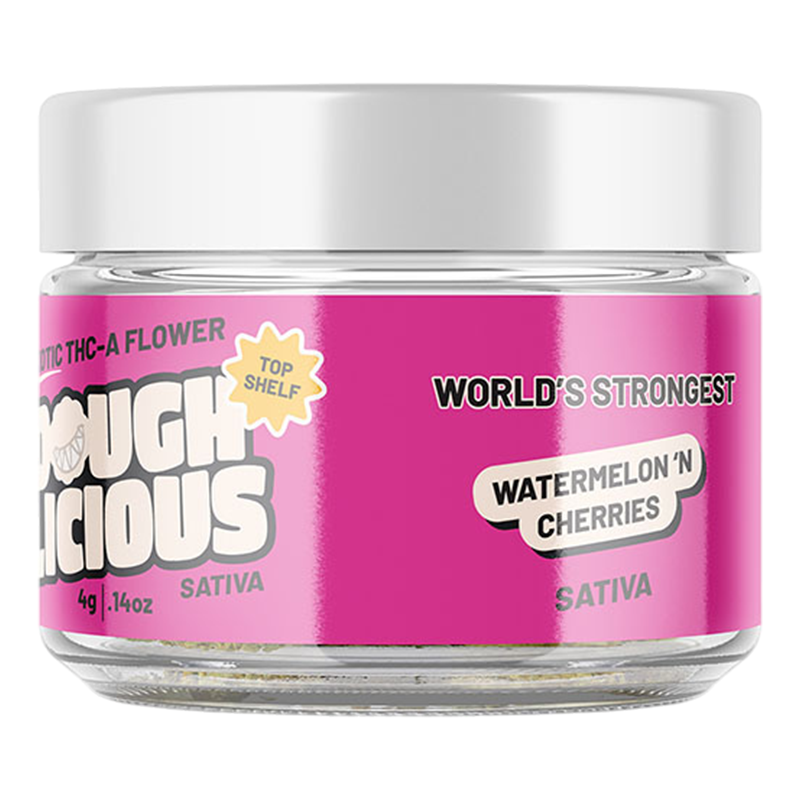 DOUGHLICIOUS EXOTIC THCA FLOWER 4G JAR - WATERMELON 'N CHERRIES (SATIVA)