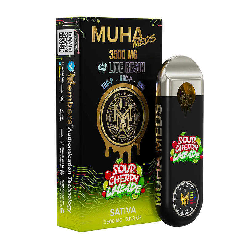 MUHA MEDS 3500MG DISPOSABLE BOX OF 5 - SOUR CHERRY LIMEADE (SATIVA)