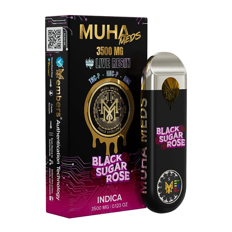 MUHA MEDS 3500MG DISPOSABLE BOX OF 5 - BLACK SUGAR ROSE (INDICA)