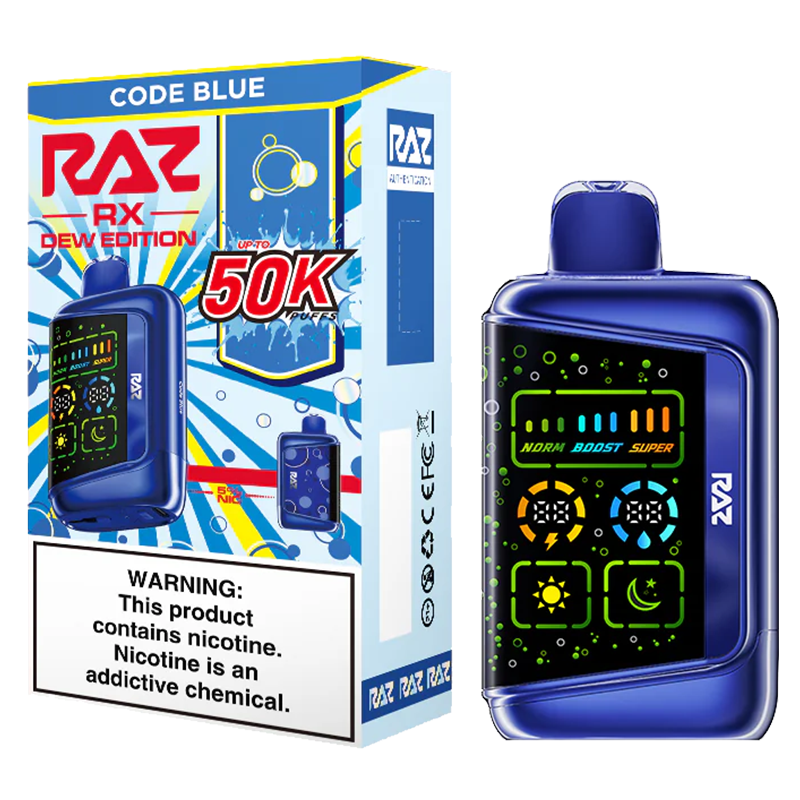RAZ RX 50K PUFFS CODE BLUE - BOX OF 5