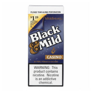 BLACK & MILD SINGLES $1.19 CASINO PLASTIC TIP - BOX OF 25