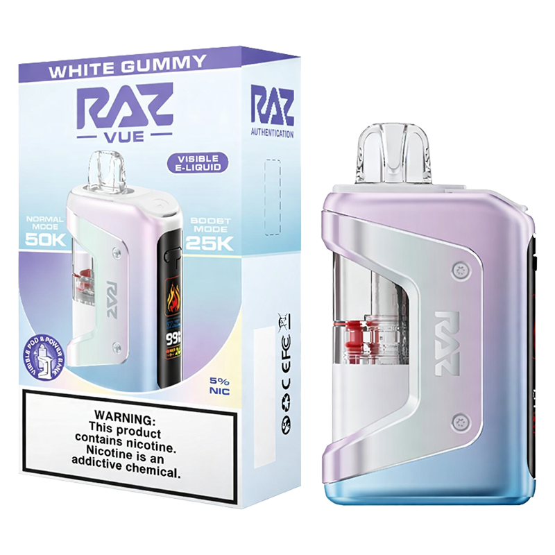 RAZ VUE 50K WHITE GUMMY BOX OF 5 - WHITE GUMMY
